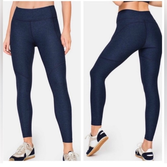 Outdoor Voices Womens Small Navy Blue Spacedye Leggings Stretch Pants Workout - Picture 1 of 10